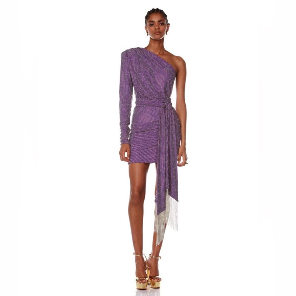 NWOT Bronx Banco Purple Starlight Mini Dress w/ diamonds, evening party dress